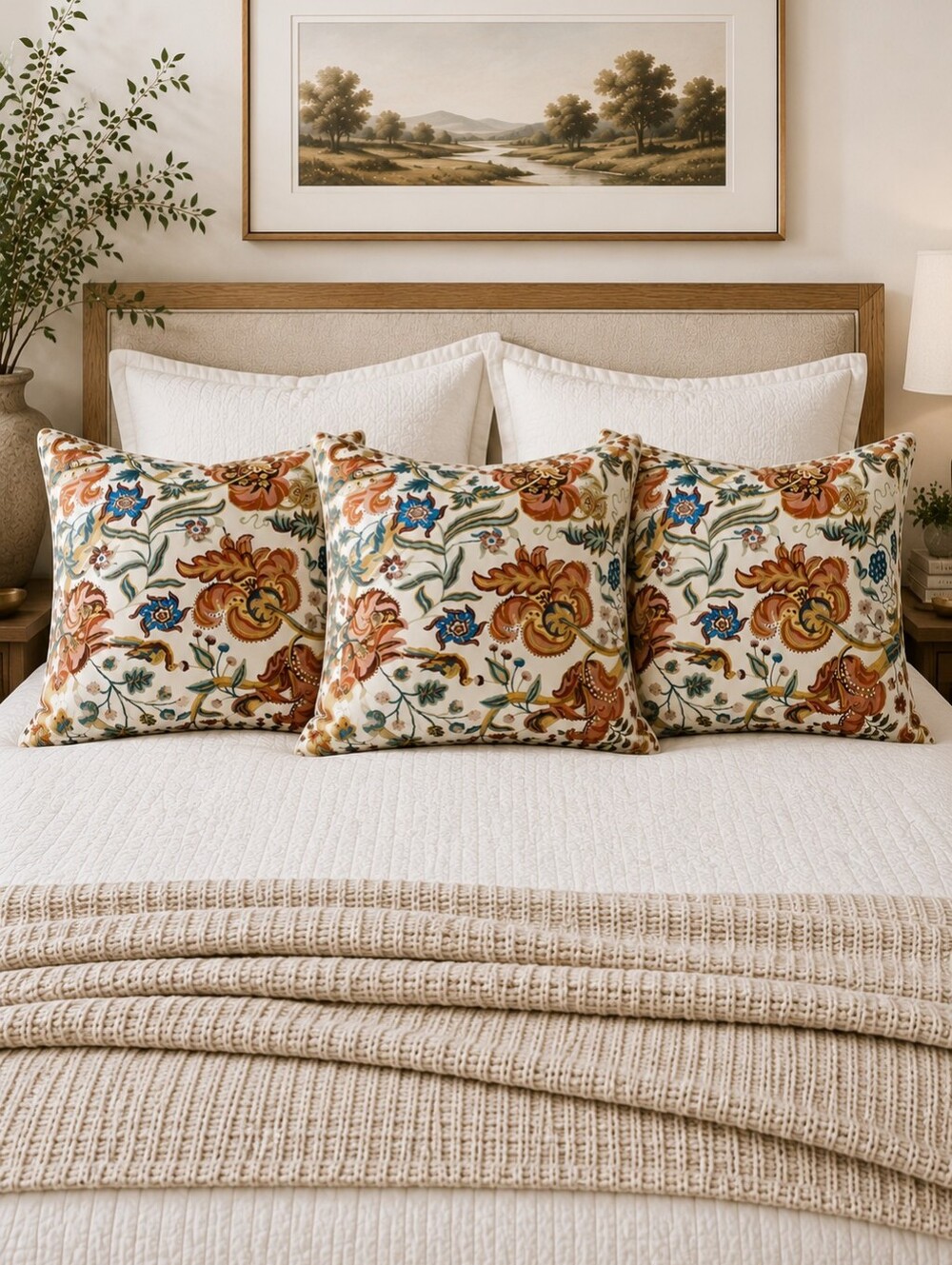 Pottery Barn Eleanor Palempore Percale Sham Set 3 Euro New